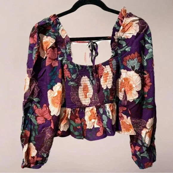 B.O.G. Collective Band of the Free Floriane Floral Long Sleeve Crop Blouse - Picture 9 of 13